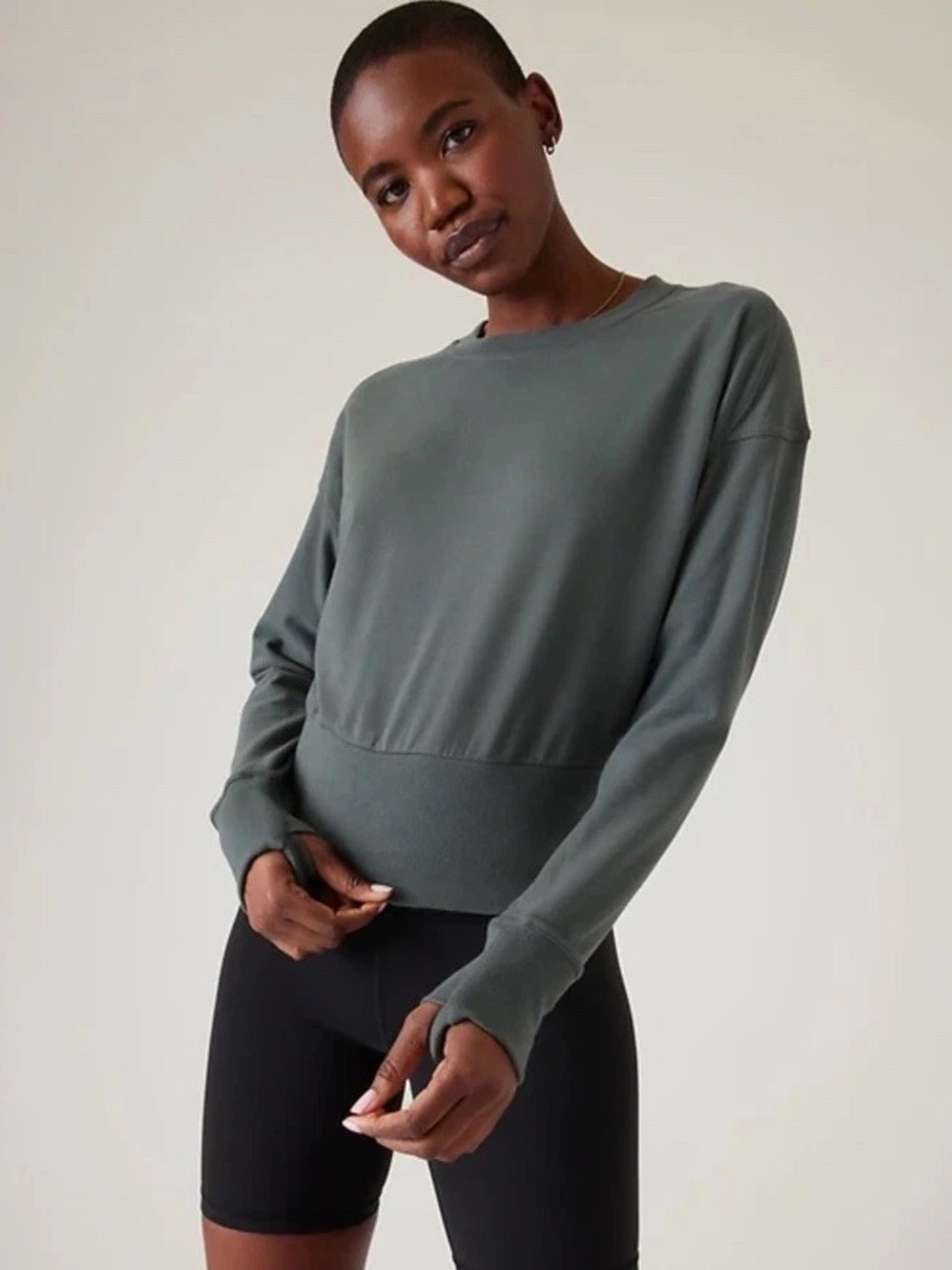Athleta Retroterry Crewneck Sweatshirt Bali Green Size Medium